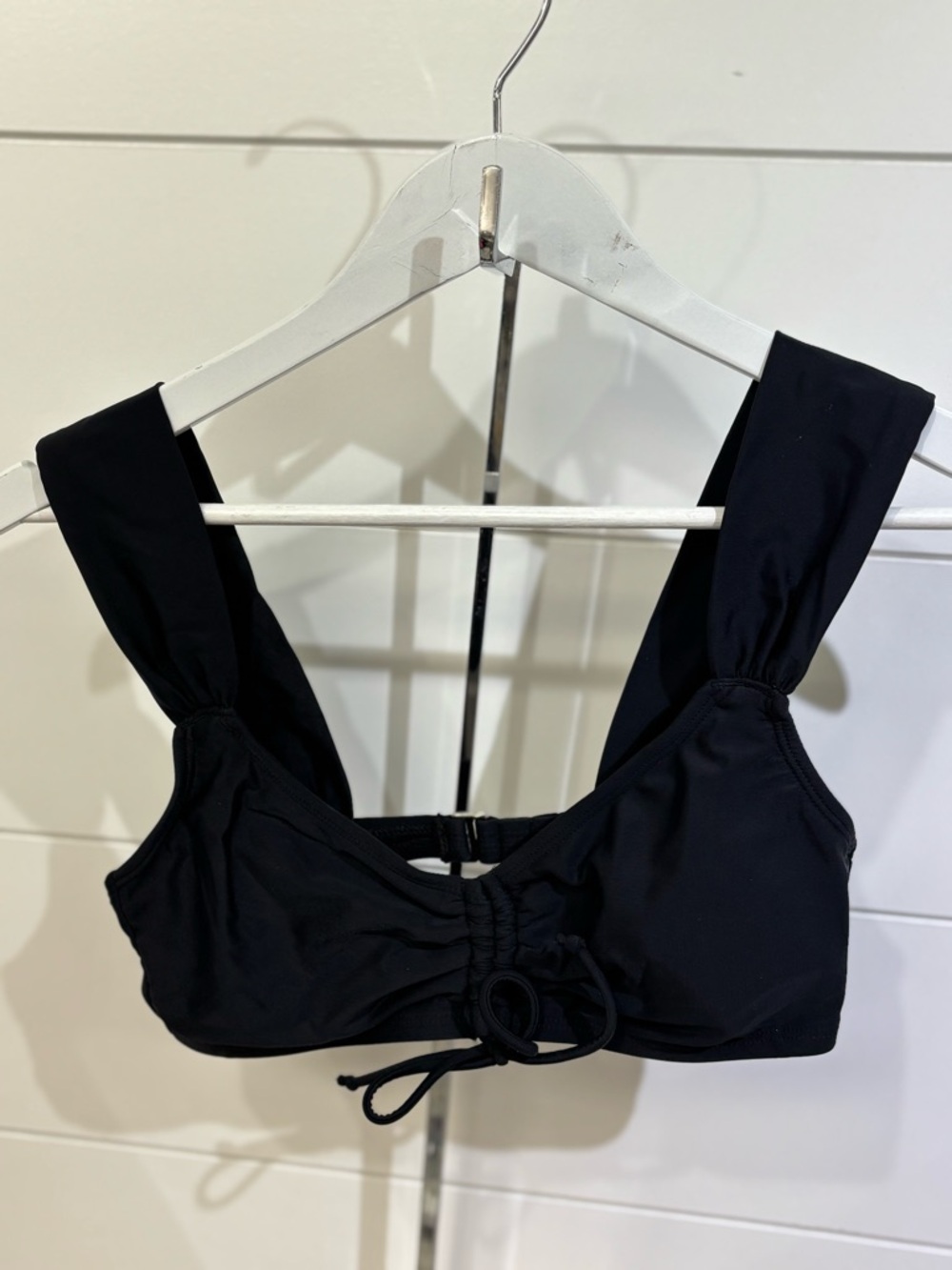 Orage Black Bikini Crop Top with Wide Straps